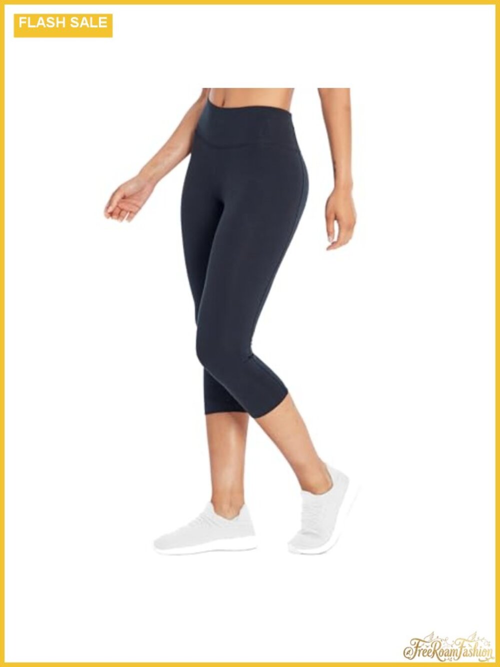 High Rise Tummy Control Capri Legging with Power Mesh Cotton Blend